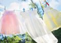 clothesline, little girl dresses, laundry, hang, clothespins, clean, airy, washed clothes, clothing, dresses, children's clothes, clothes